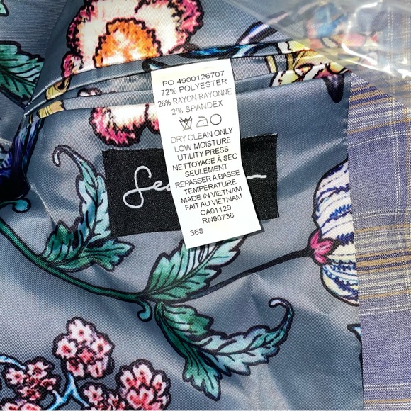 New 36S Sean John Mens Classic Fit Patterned Suit Jacket Grey Violet Blue Coat - Picture 5 of 7